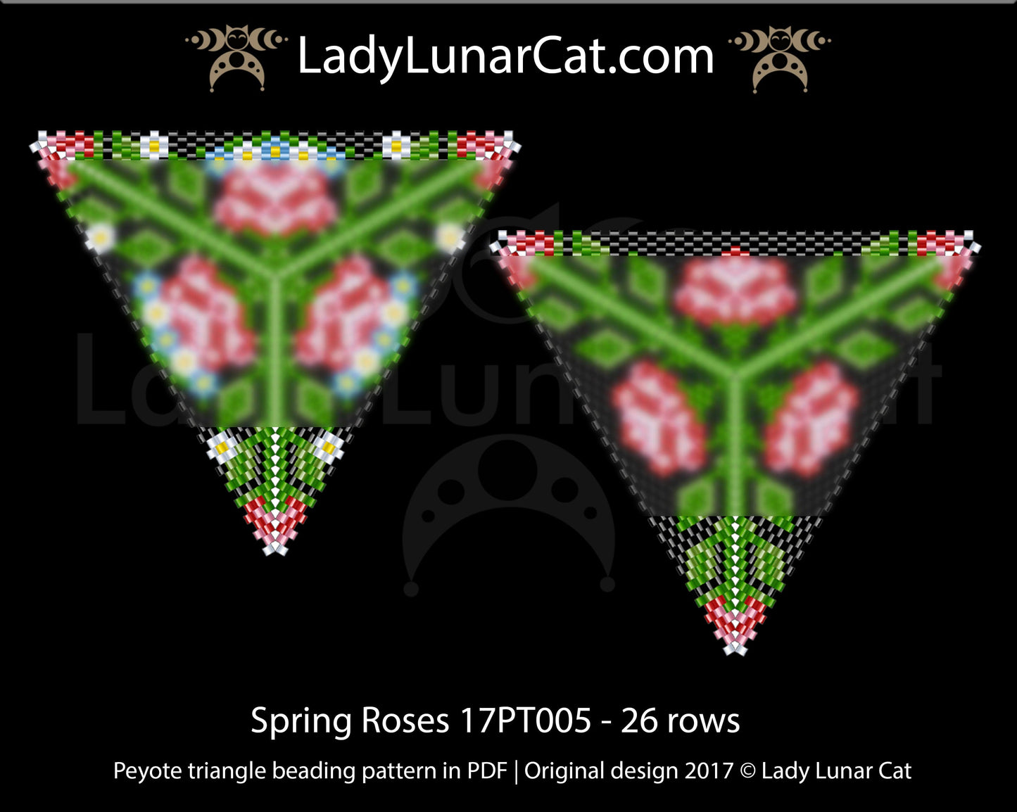 Copy of Peyote triangle pattern for beading Roses 16PT002 LadyLunarCat