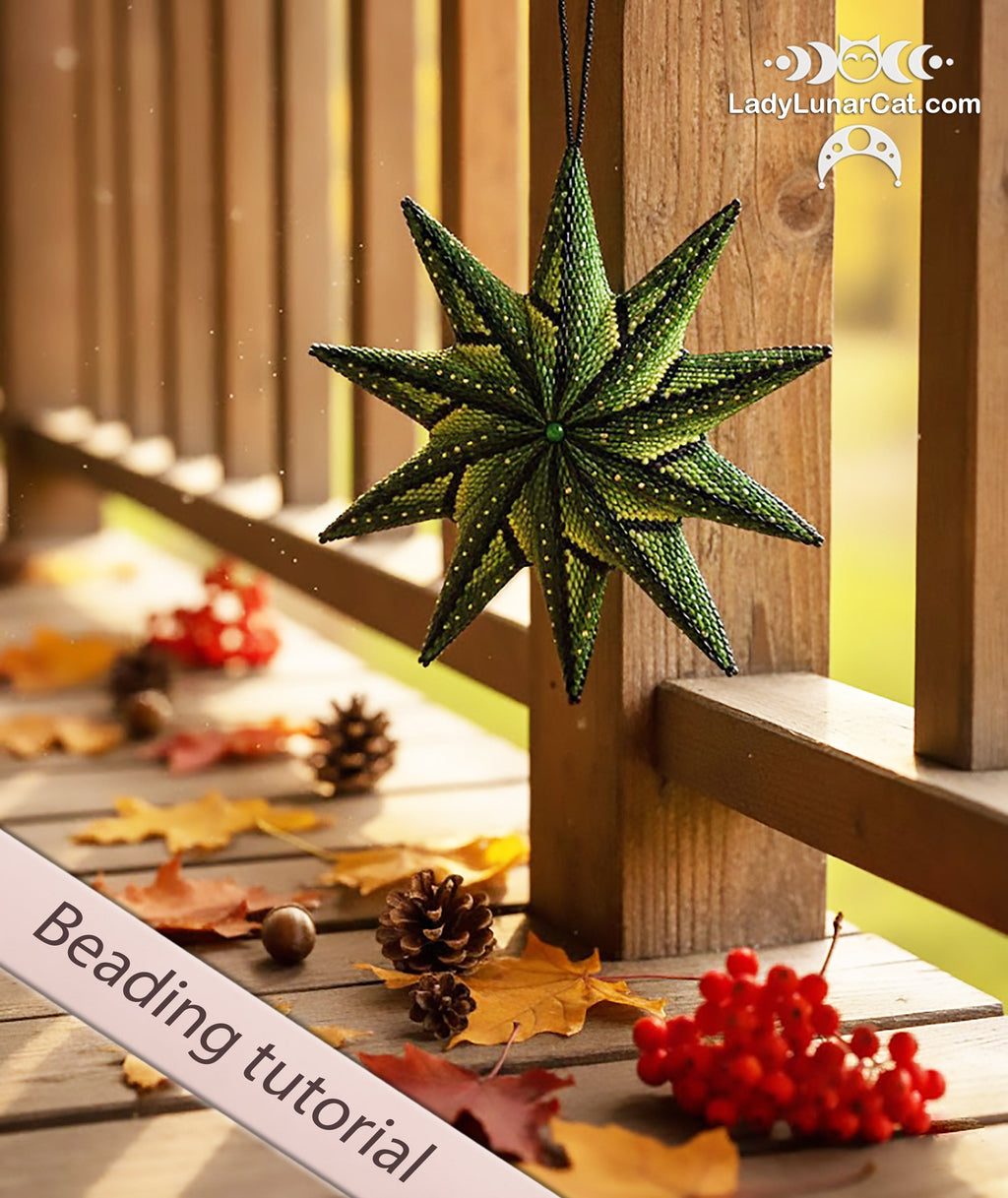 Peyote 2 drop star pattern for beading - Magic forest  64/17 rows and 32/ 9 rows LadyLunarCat