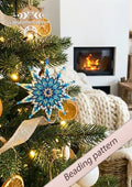 Frosty Kiss beaded star pattern - peyote 2 drop star 11 rows winter design PDF LadyLunarCat