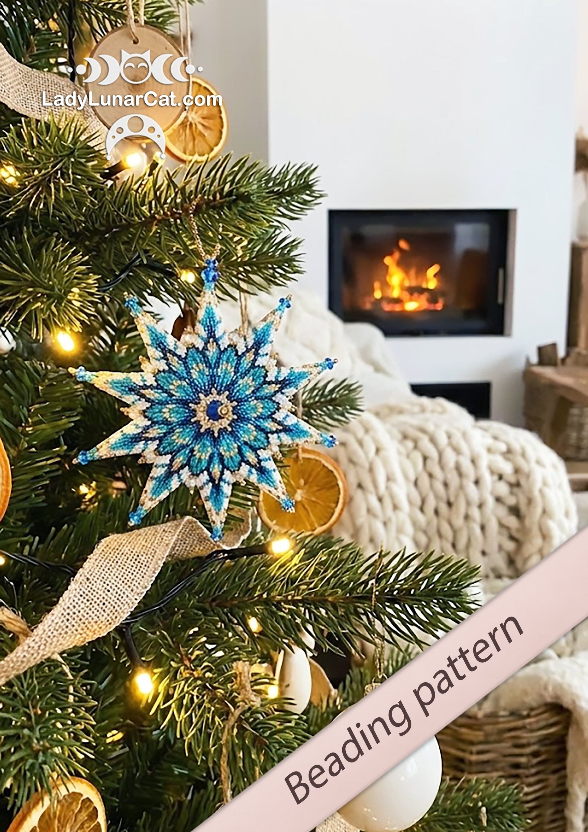 Peyote 2 drop star pattern for beading - Frosty Kiss 23PS2D007 11 rows + Basic star 2 drop LadyLunarCat