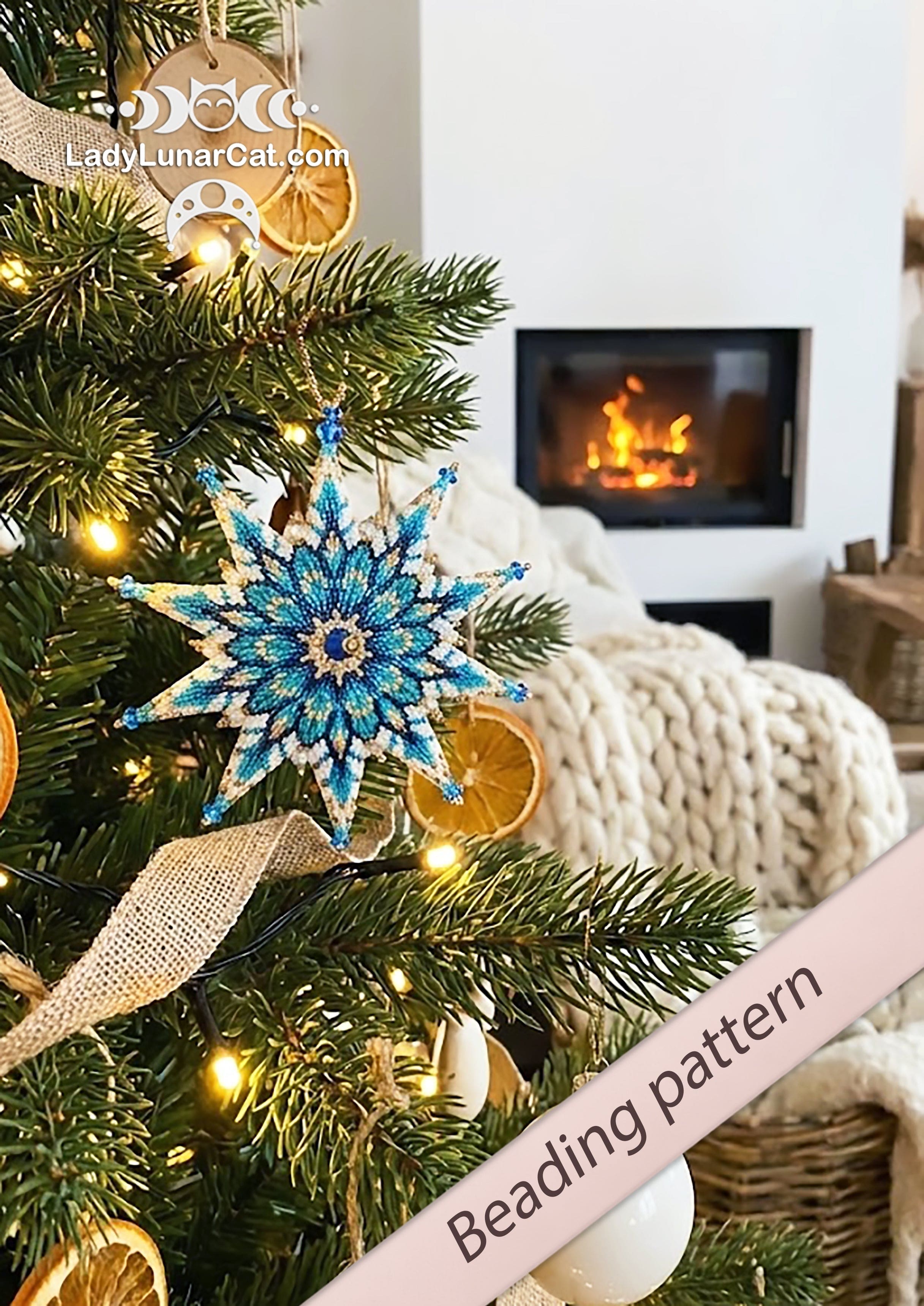 Peyote 2 drop star pattern for beading - Frosty Kiss 23PS2D007 11 rows + Basic star 2 drop LadyLunarCat