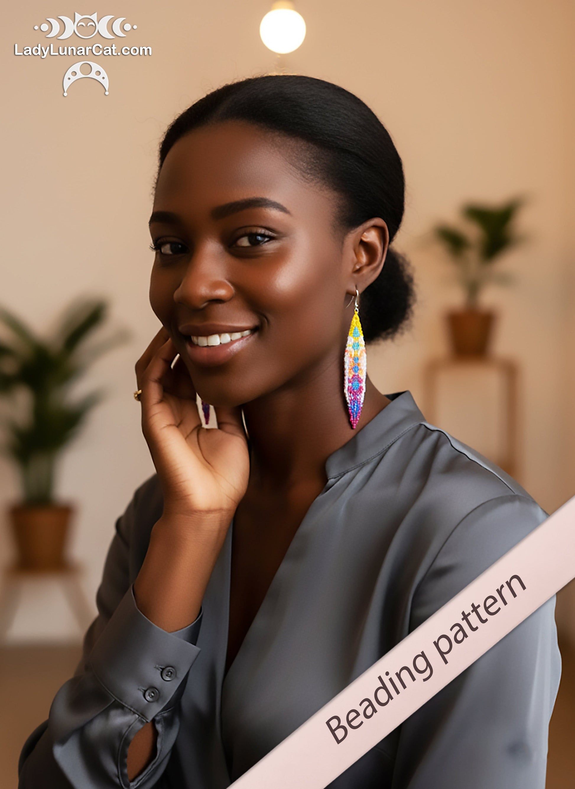 Peyote 3drop pod pattern or crystalpod pattern for beading Spring 23PCP004 LadyLunarCat