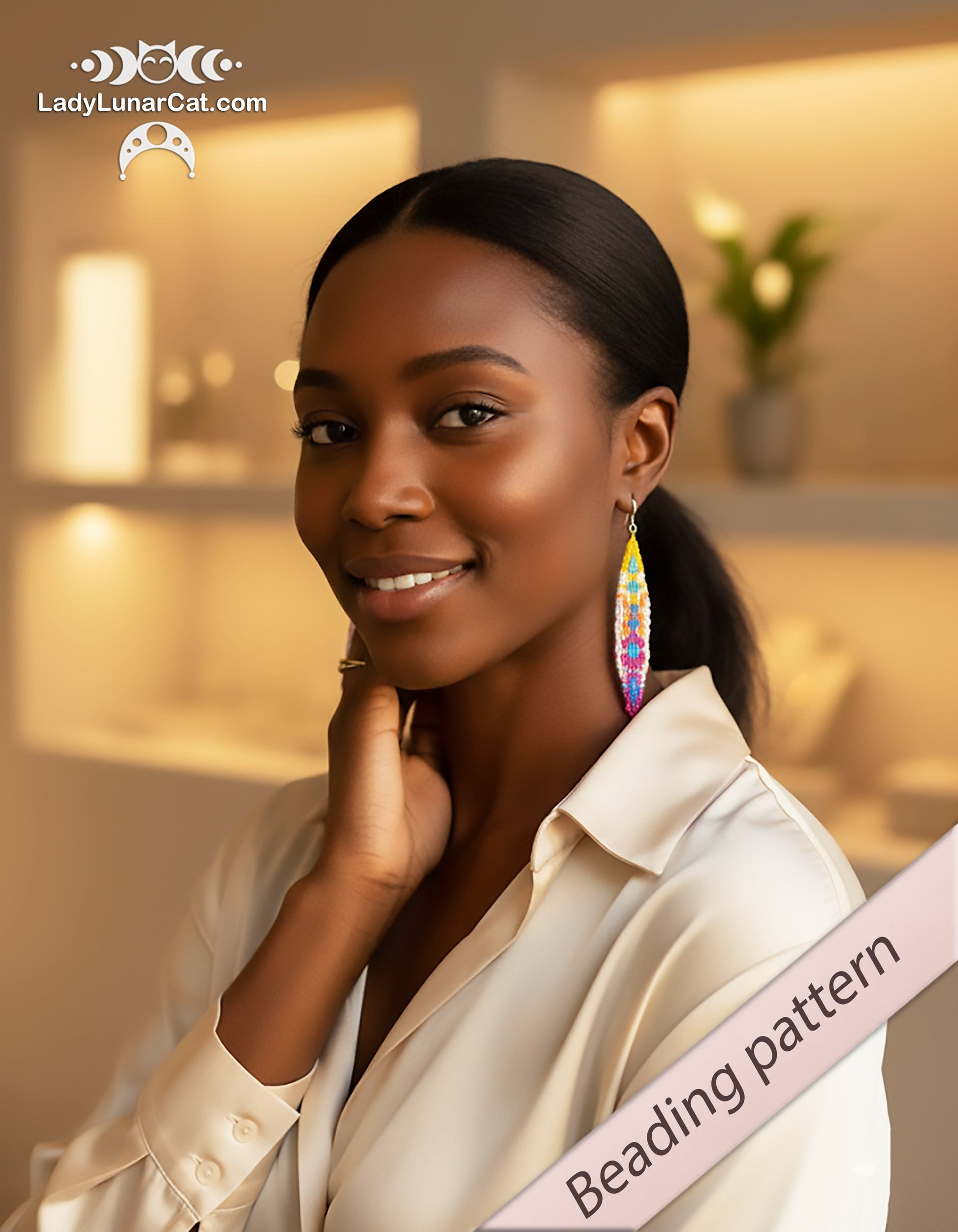 Peyote 3drop pod pattern or crystalpod pattern for beading Spring 23PCP004 LadyLunarCat