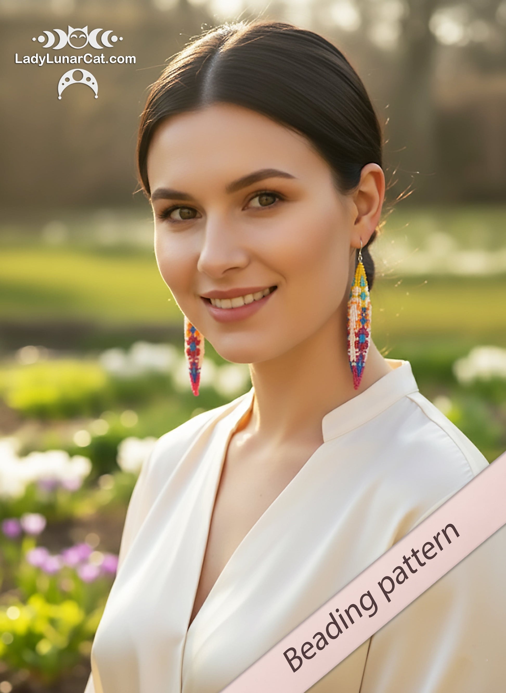 Peyote 3drop pod pattern or crystalpod pattern for beading Spring 23PCP004 LadyLunarCat