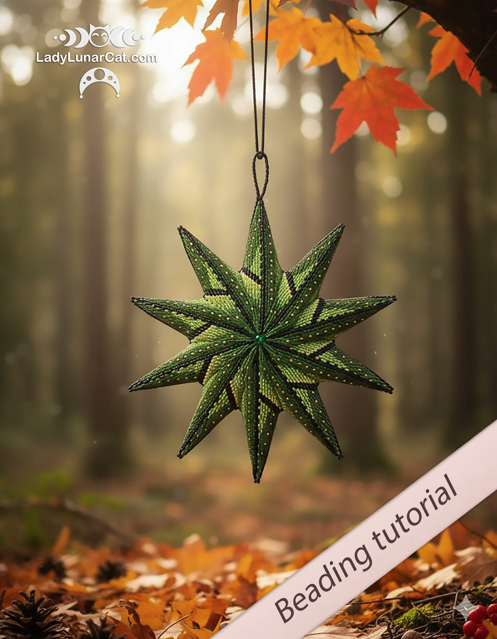 Peyote 2 drop star pattern for beading - Magic forest  64/17 rows and 32/ 9 rows LadyLunarCat