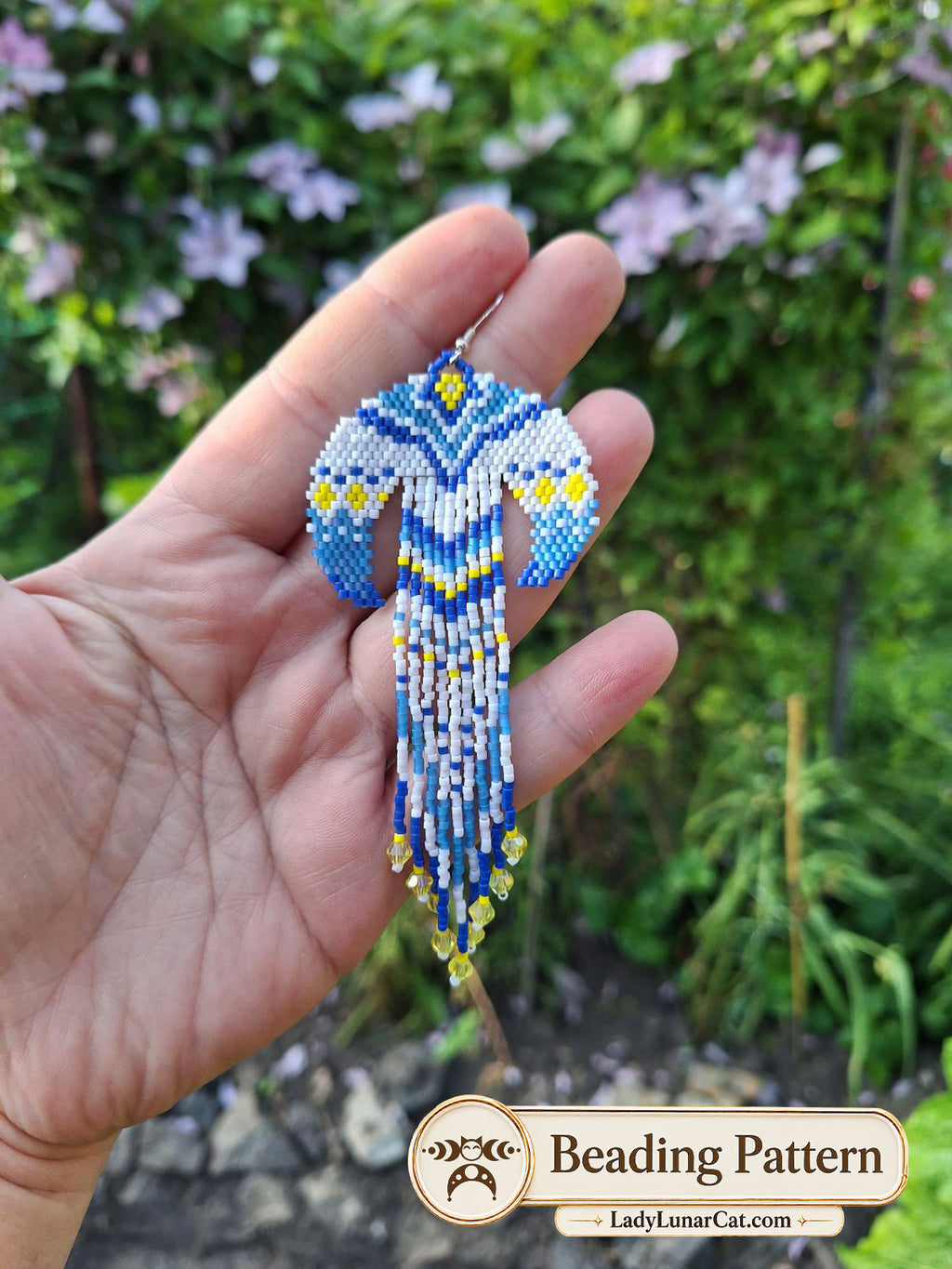 Lunnitsa Crescent Moon Brick Stitch Earring Pattern | 4 Colorways PDF
