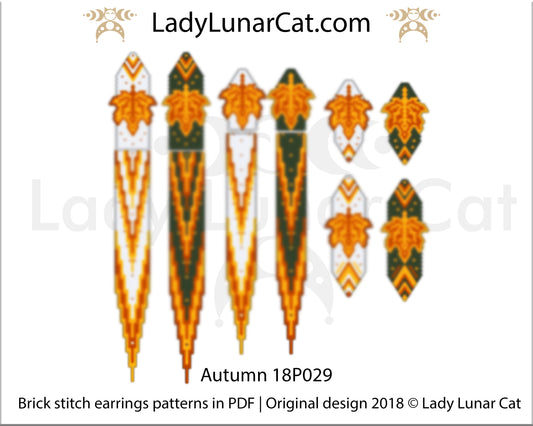 Brick stitch patterns for beading  Autumn earrings 18P029 LadyLunarCat