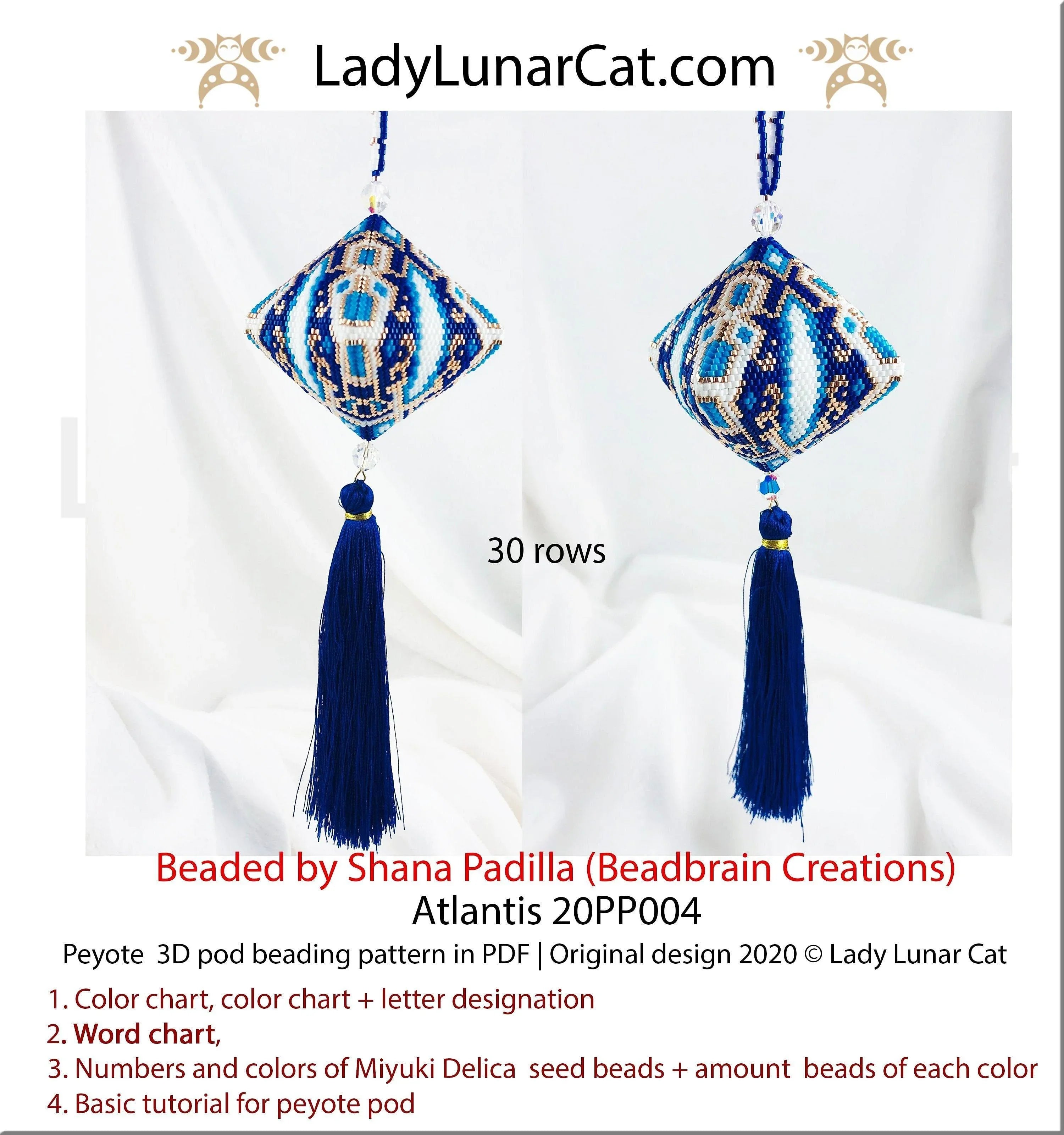Atlantis peyote pod — large ancient crystal Christmas geometric gift for him beading LadyLunarCat