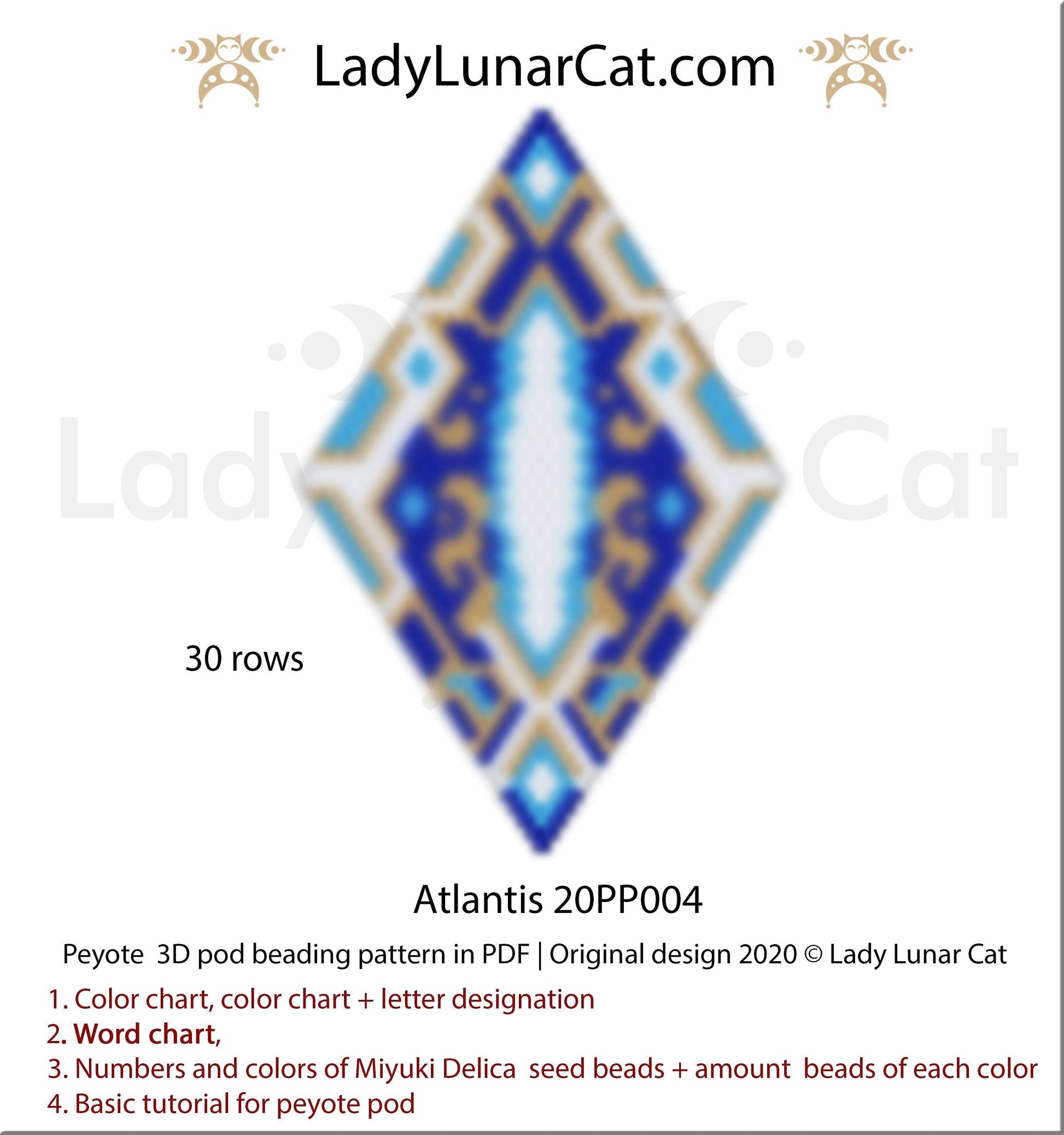 3d Peyote pod patterns for beading Atlantis 20PP004 LadyLunarCat