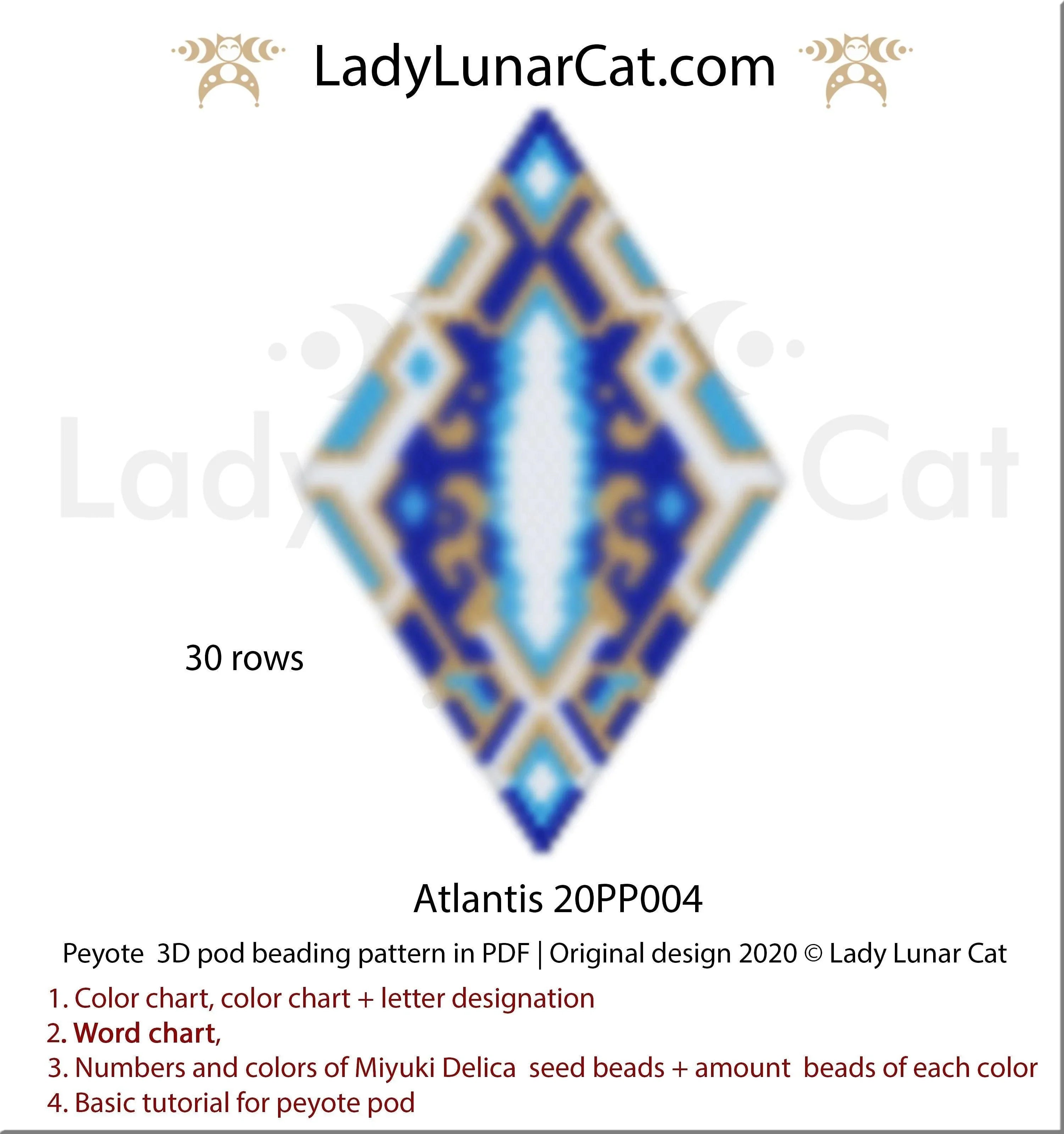 3D peyote pod Atlantis — large ancient crystal Christmas geometric instant download LadyLunarCat