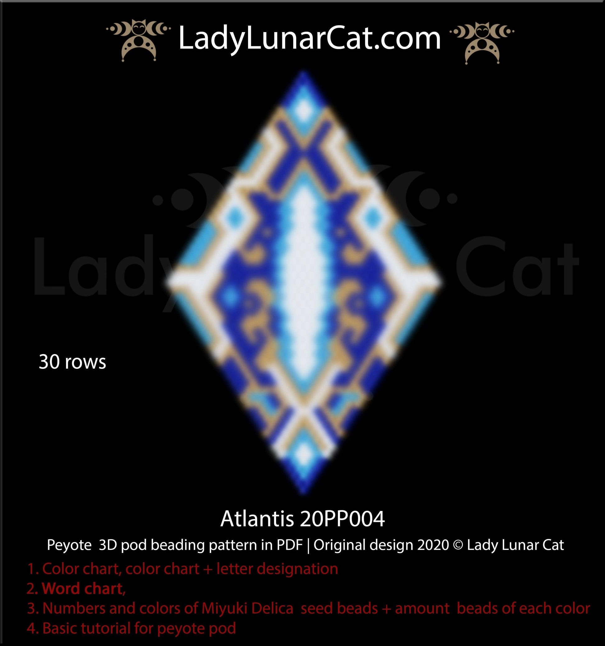 3d Peyote pod patterns for beading Atlantis 20PP004 LadyLunarCat