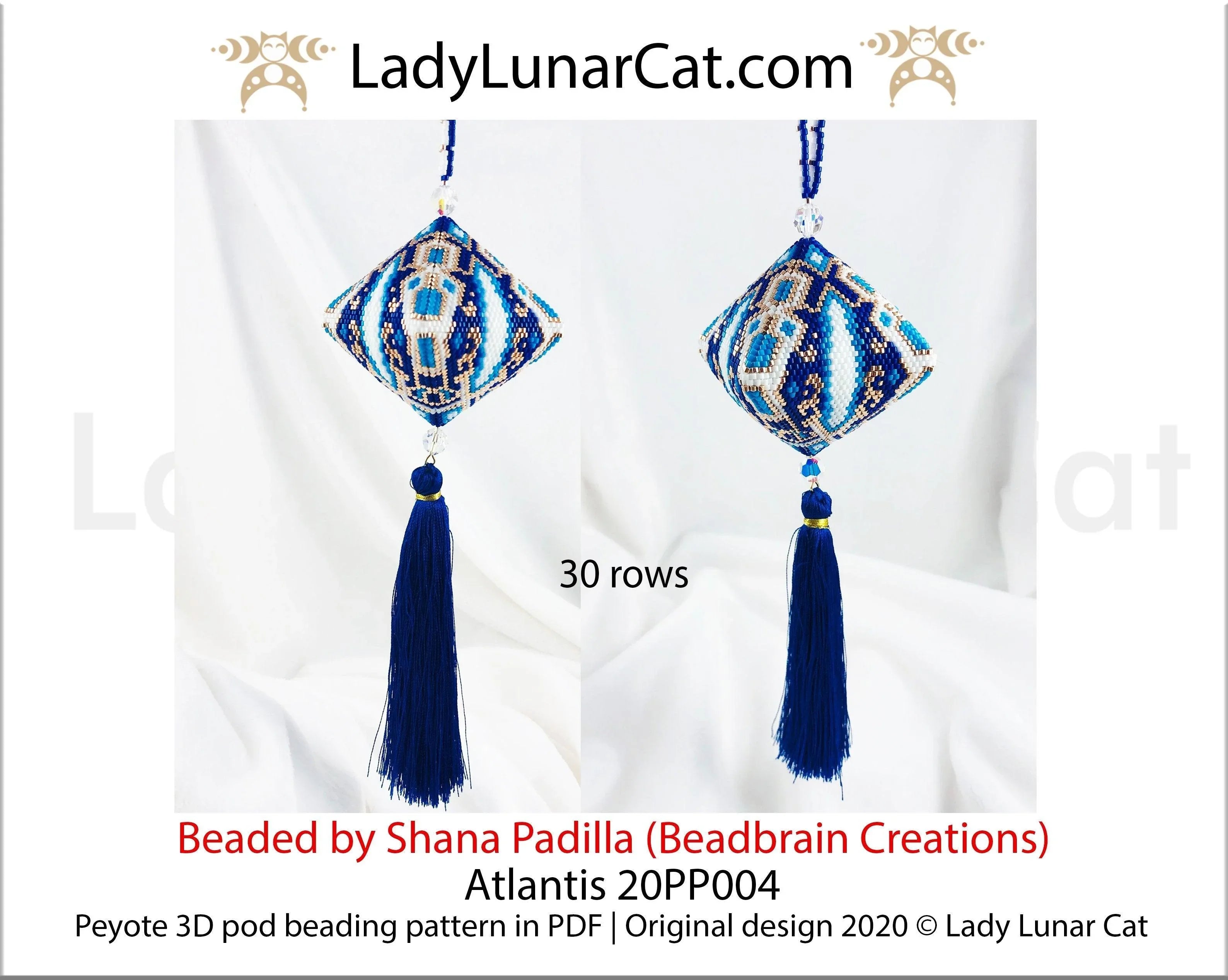 Atlantis peyote pod pattern preview — large ancient crystal Christmas geometric beading LadyLunarCat