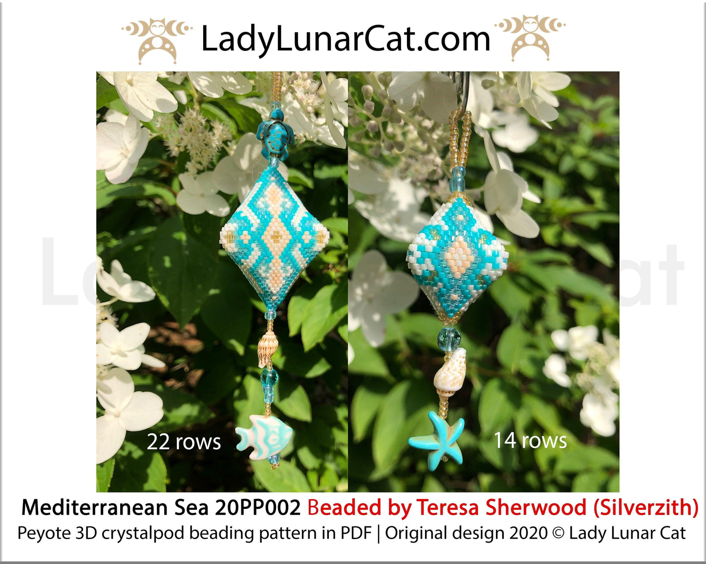 3d Peyote pod patterns for beading Mediterranean Sea 20PP002 LadyLunarCat