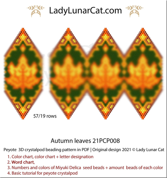 3d peyote pod pattern for beading Autumn leaves 21PCP008 LadyLunarCat
