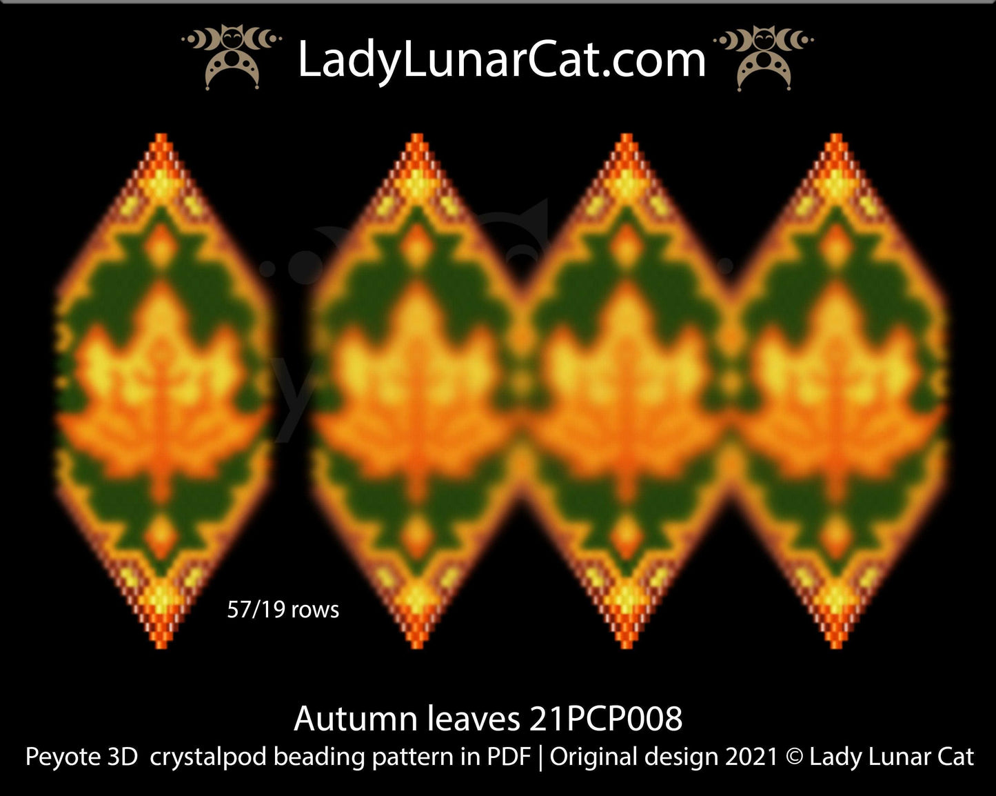 3d peyote pod pattern for beading Autumn leaves 21PCP008 LadyLunarCat