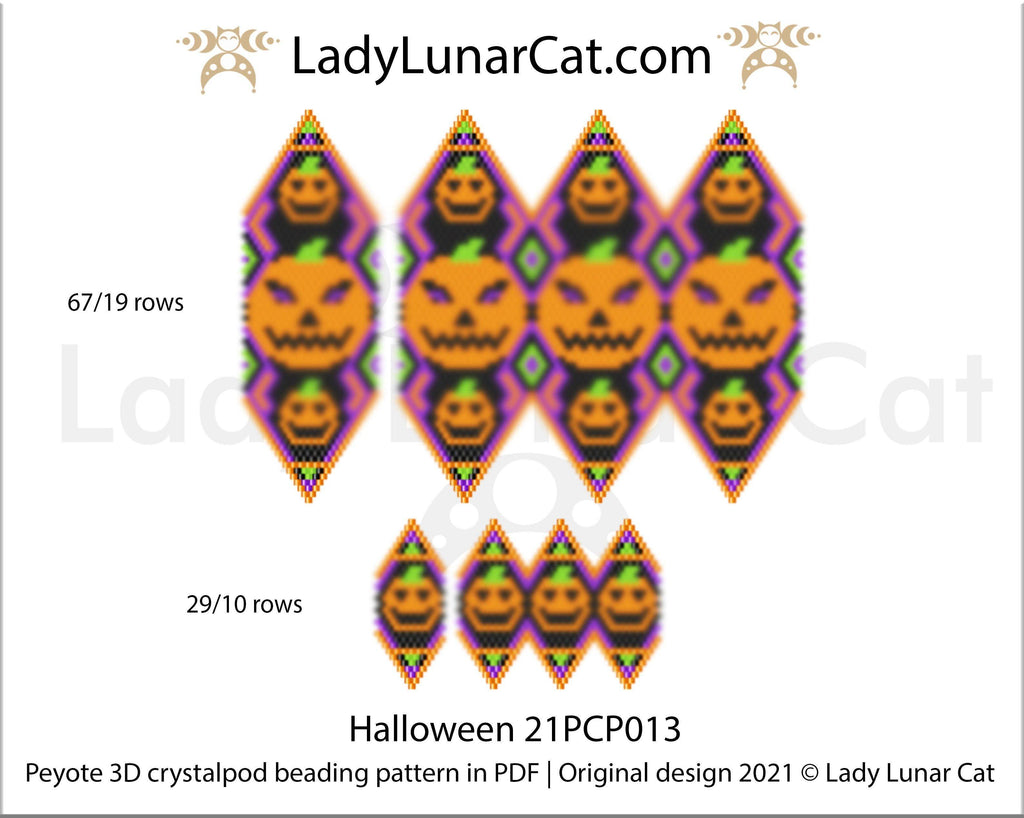 3d peyote pod pattern for beading, DIY Halloween tutorial by Lady Lunar Cat