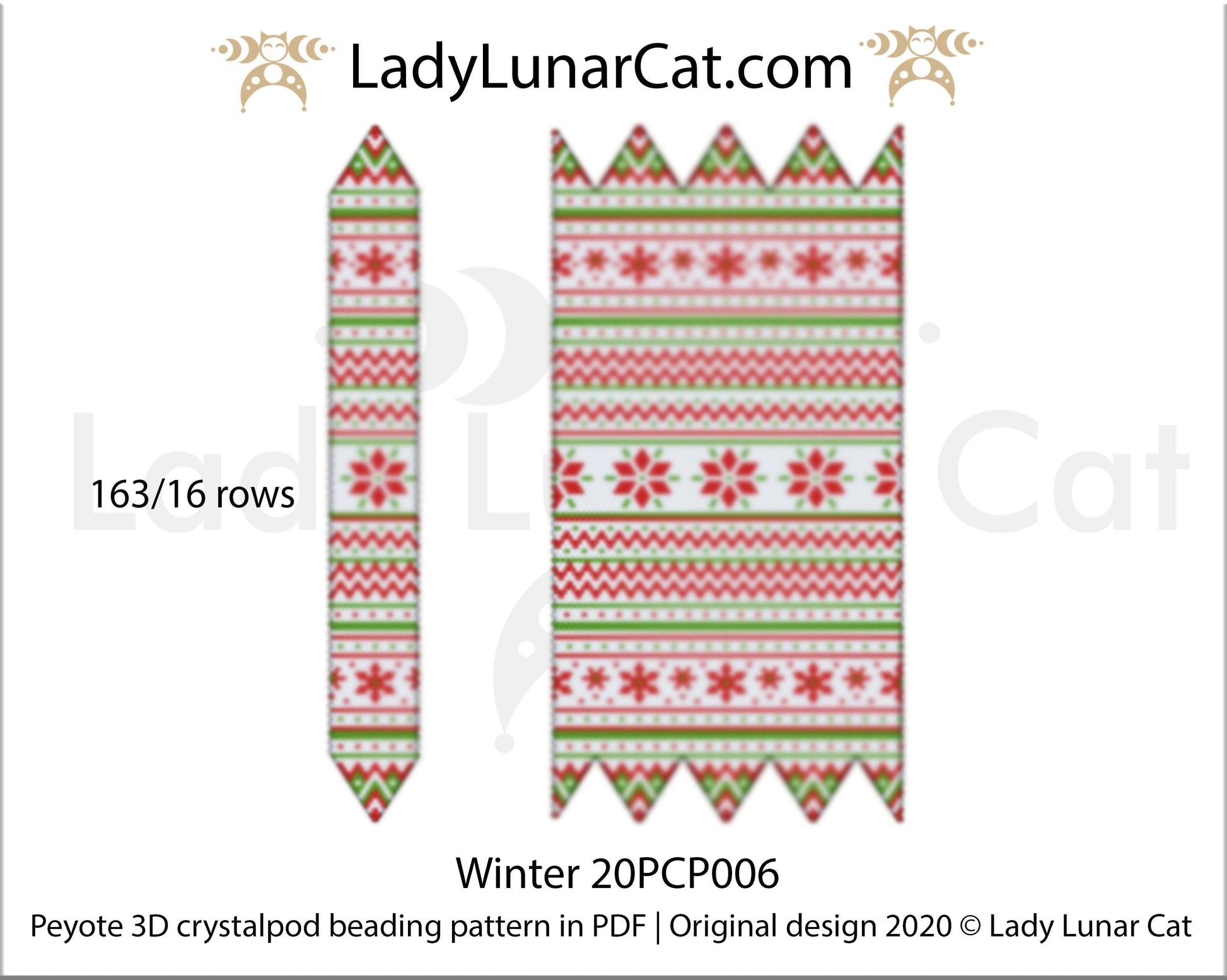 3d peyote pod pattern or crystalpod pattern for beading  20PCP006 LadyLunarCat