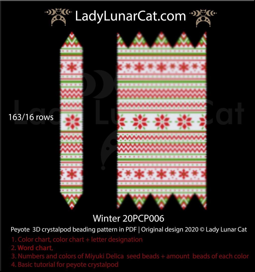 3d peyote pod pattern or crystalpod pattern for beading  20PCP006 LadyLunarCat