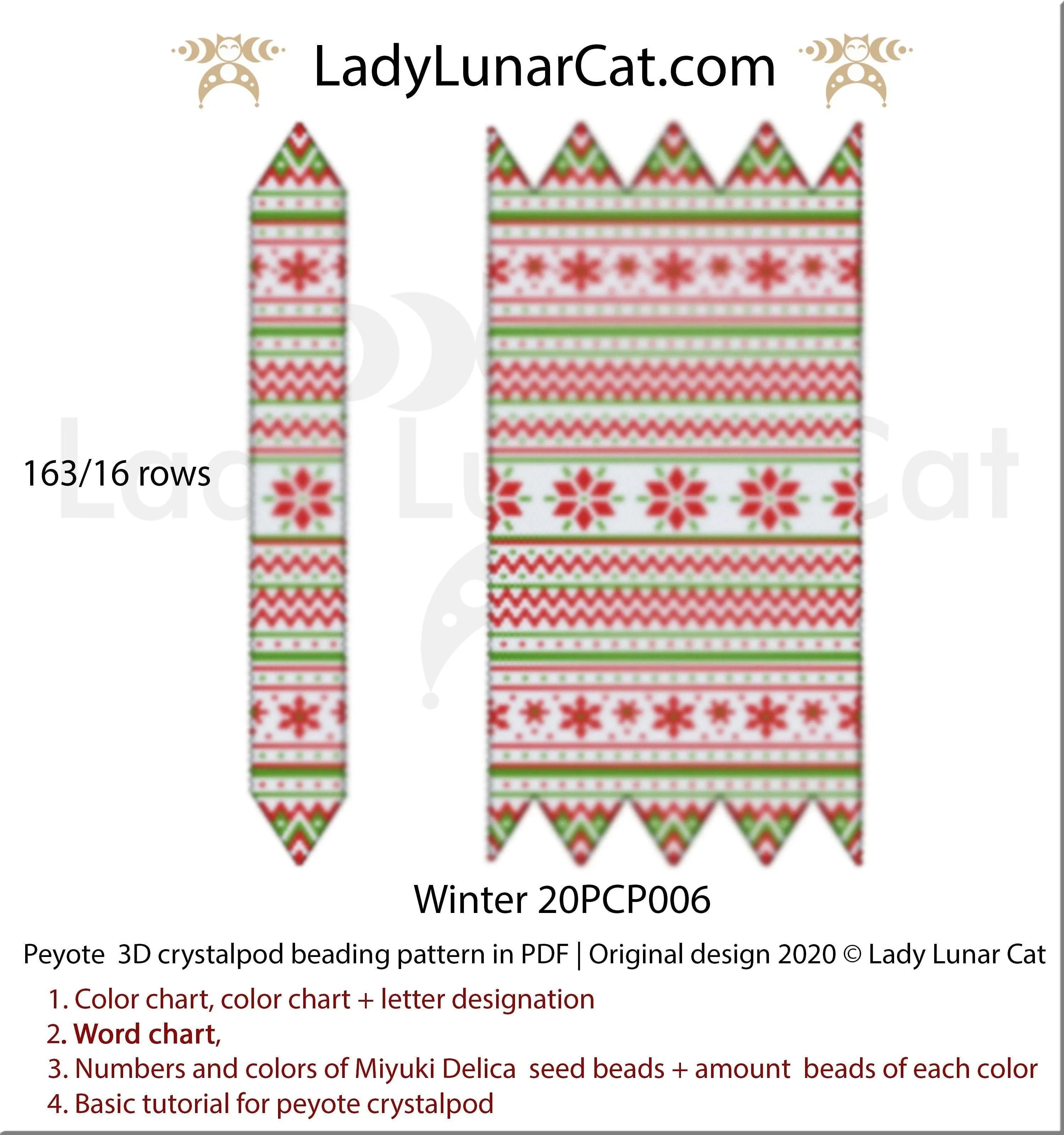 Winter Icicle beaded crystalpod full view - large 16 rows frosty white Miyuki Delica LadyLunarCat