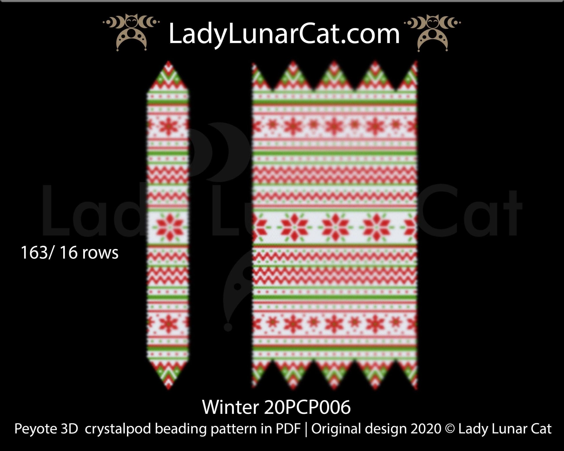 3d peyote pod pattern or crystalpod pattern for beading  20PCP006 LadyLunarCat