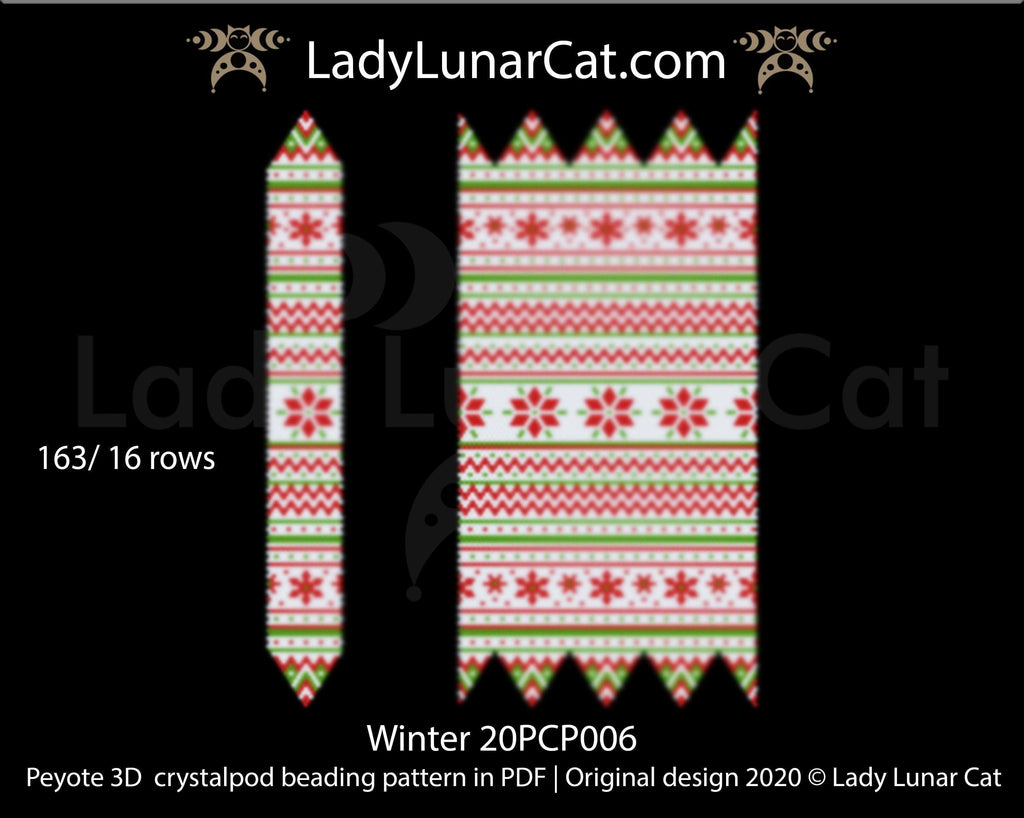 3d peyote pod pattern or crystalpod pattern for beading  20PCP006 LadyLunarCat
