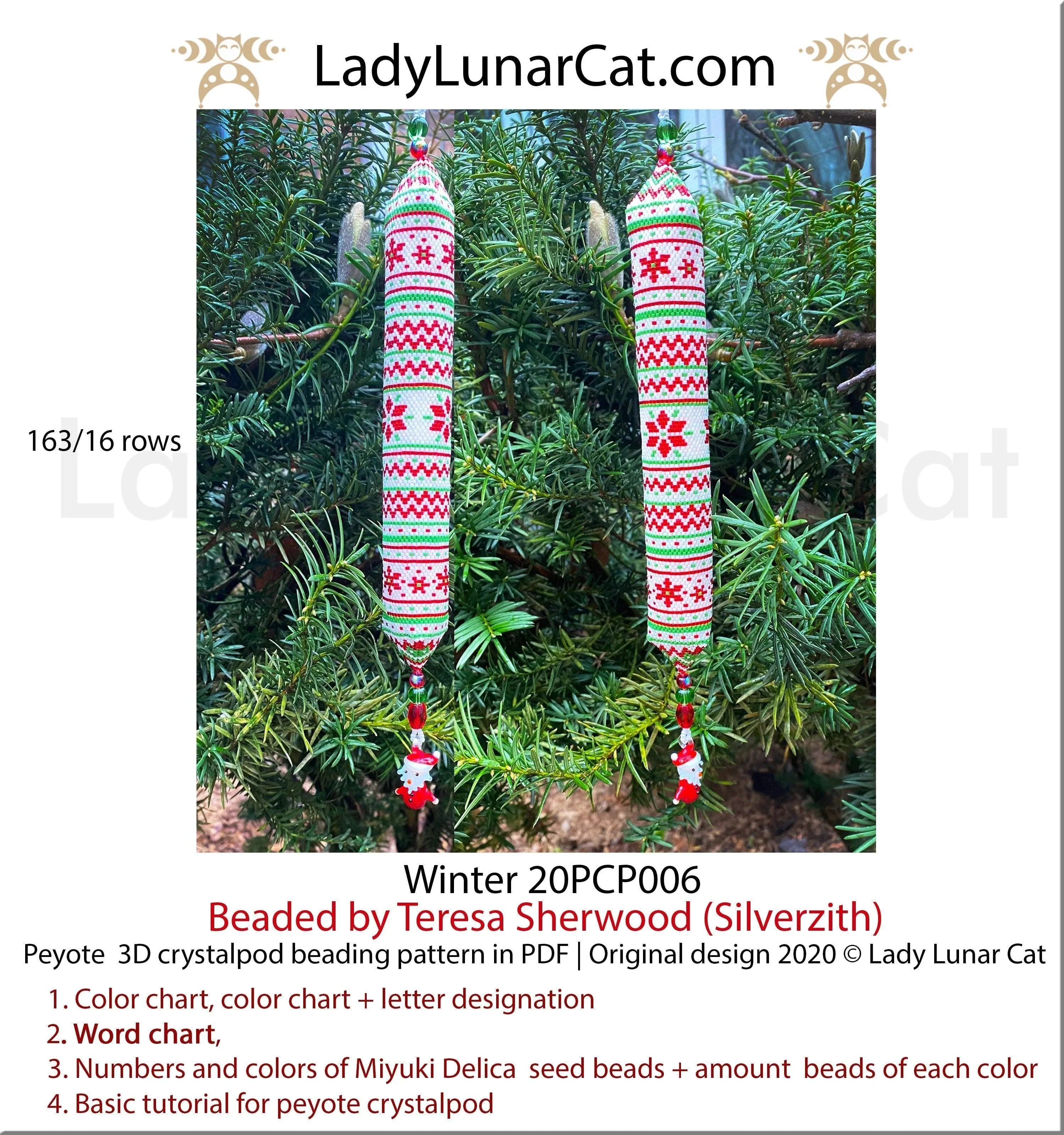 Winter Icicle beaded by Teresa Sherwood Silverzith - finished crystalpod example LadyLunarCat