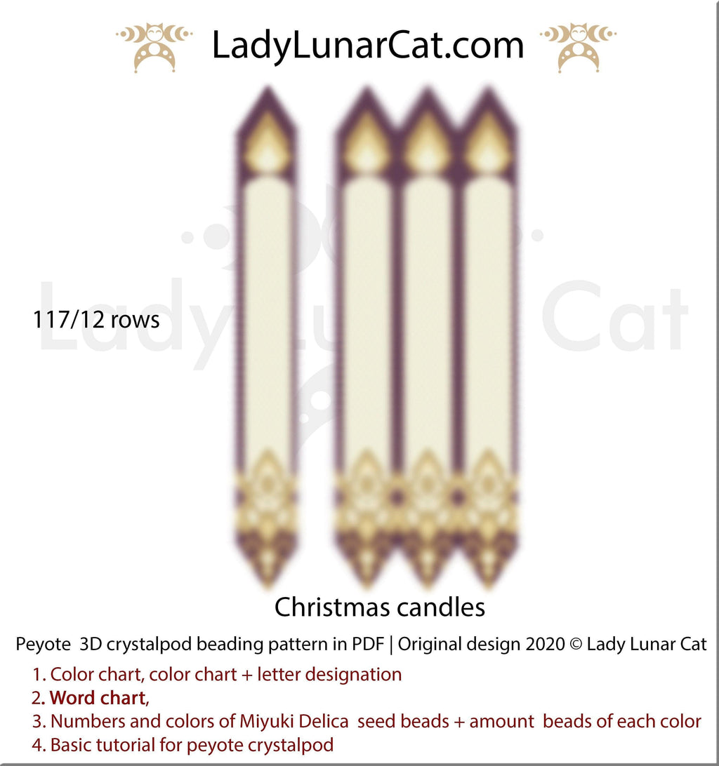 3d peyote pod pattern or crystalpod pattern for beading  20PCP014 LadyLunarCat