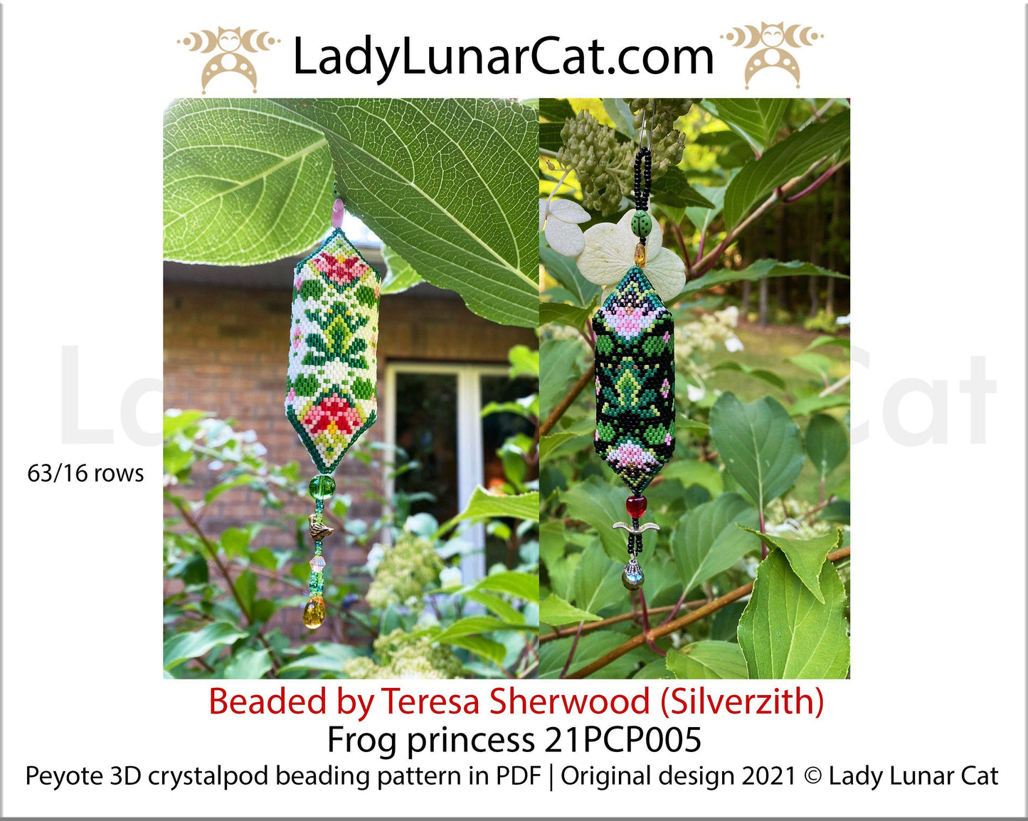 3d peyote pod pattern or crystalpod pattern for beading  Frog princess 21PCP005 LadyLunarCat