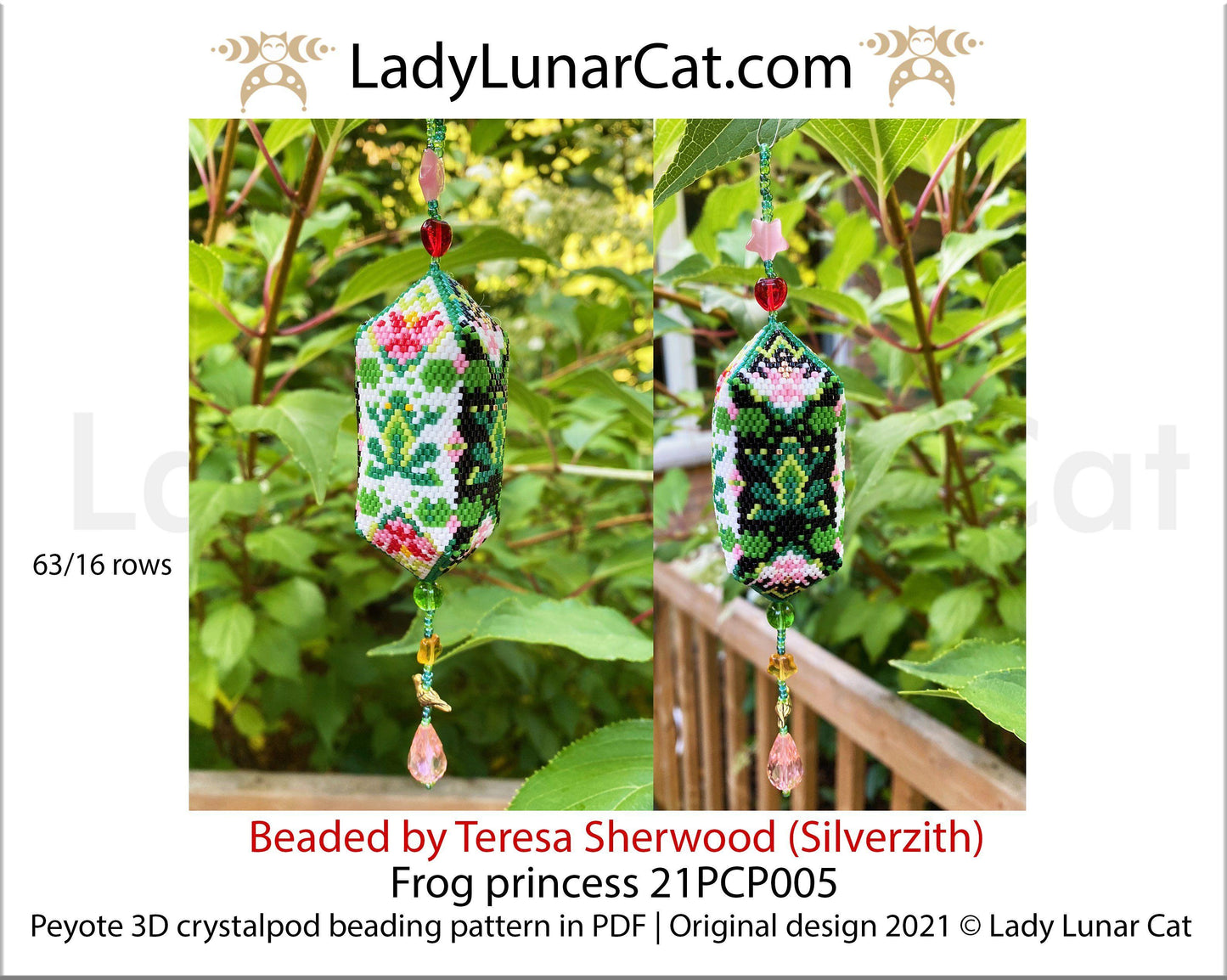 3d peyote pod pattern or crystalpod pattern for beading  Frog princess 21PCP005 LadyLunarCat