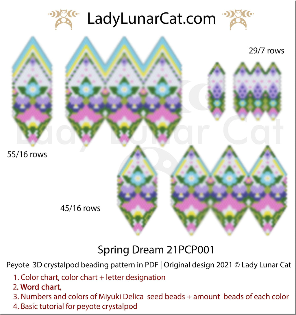 3d peyote pod pattern or crystalpod pattern for beading  Spring Dream 21PCP001 LadyLunarCat