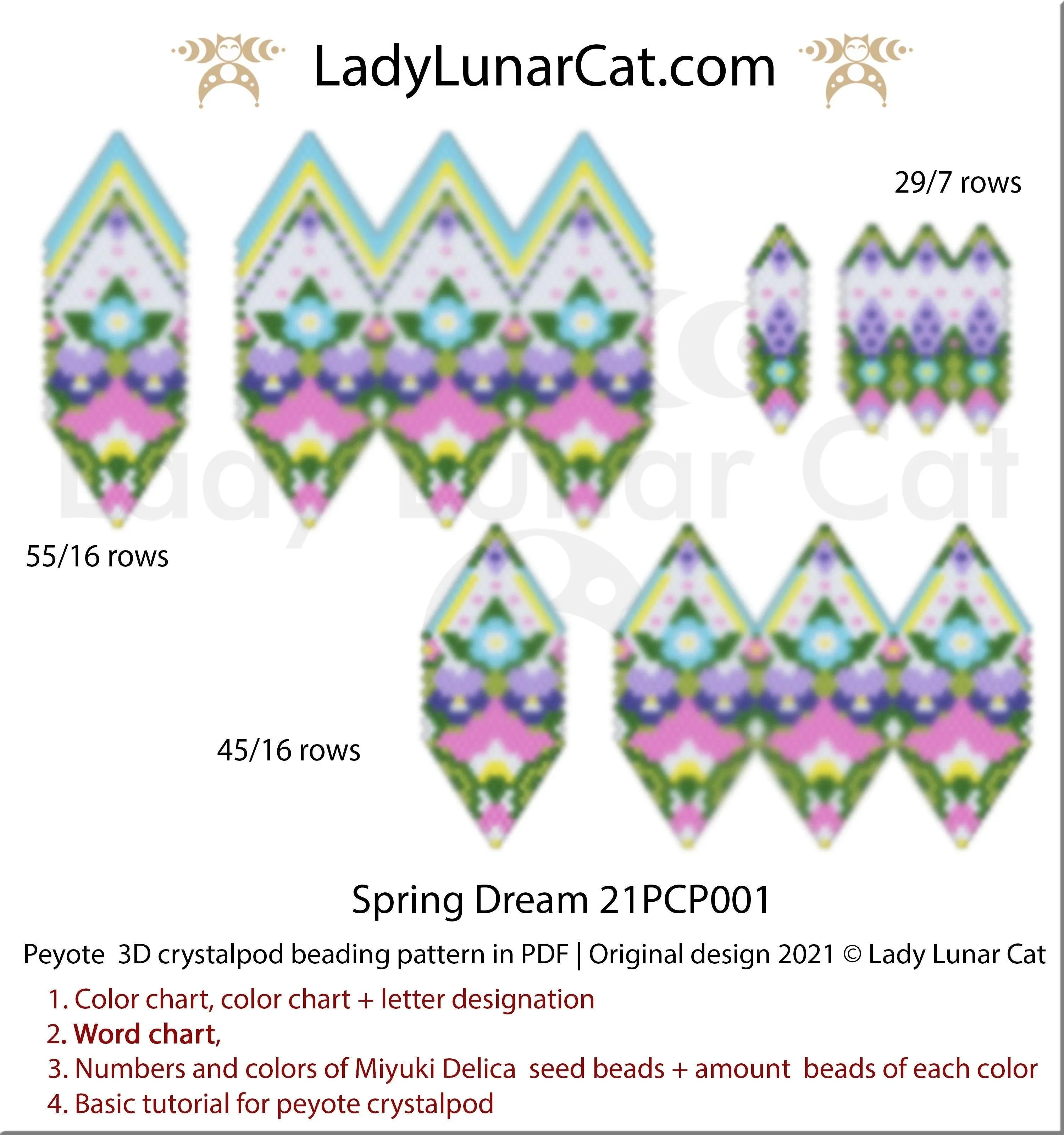 Spring dream peyote crystalpod — 3 sizes 2-4 petals spring floral Easter pendant LadyLunarCat