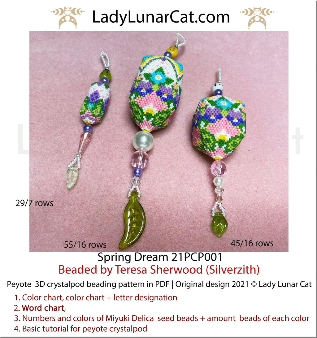 3d peyote pod pattern or crystalpod pattern for beading  Spring Dream 21PCP001 LadyLunarCat