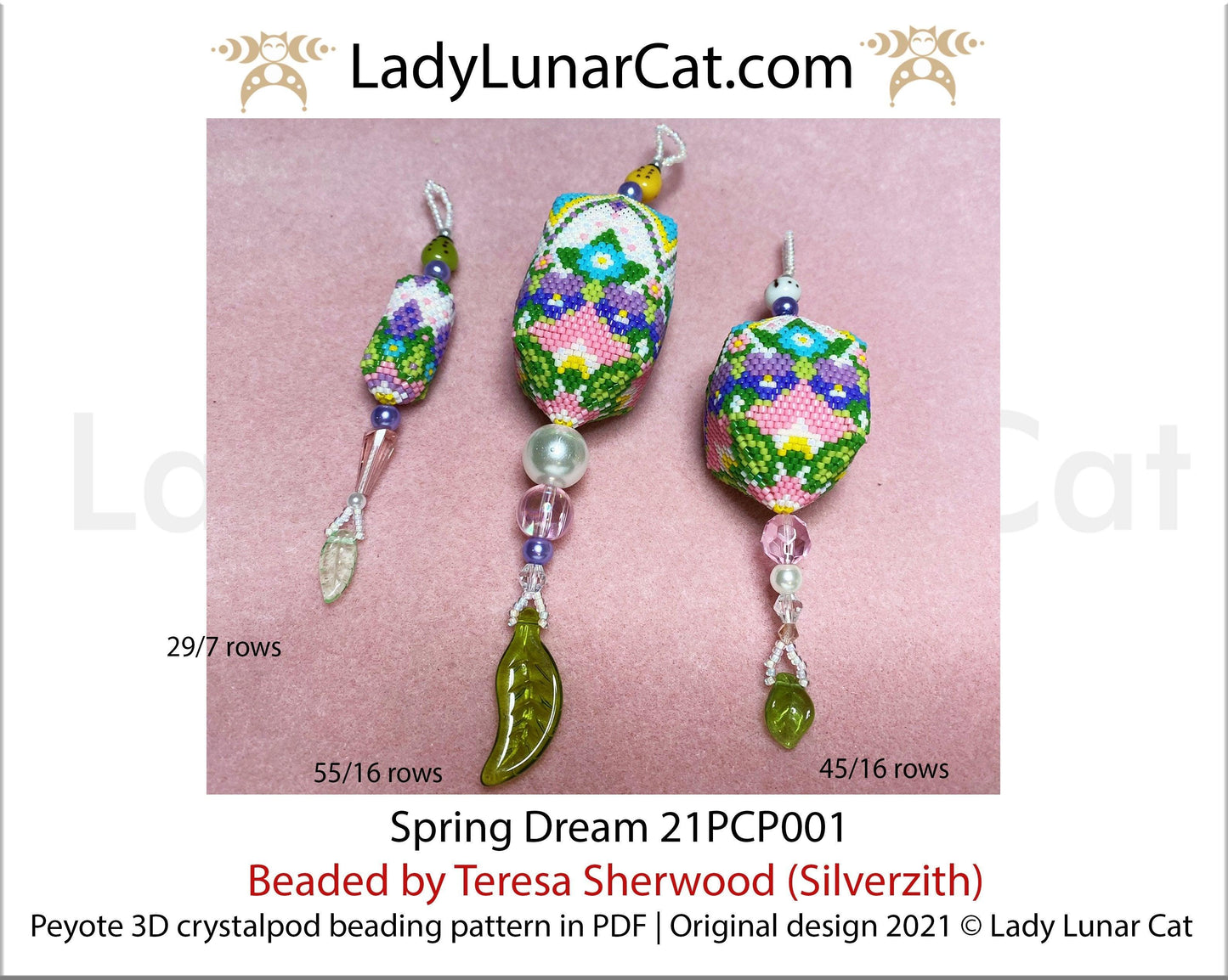 3d peyote pod pattern or crystalpod pattern for beading  Spring Dream 21PCP001 LadyLunarCat