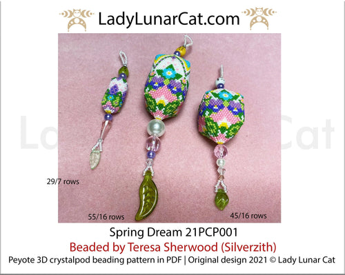 3d peyote pod pattern or crystalpod pattern for beading  Spring Dream 21PCP001 LadyLunarCat