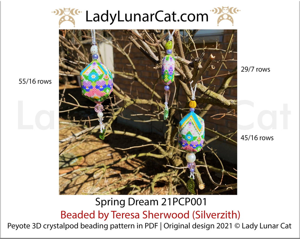 3d peyote pod pattern or crystalpod pattern for beading  Spring Dream 21PCP001 LadyLunarCat