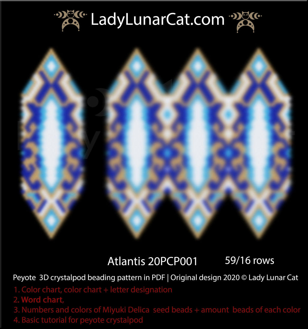 3d peyote pod pattern or crystalpod pattern for beading Atlantis 20PCP001 LadyLunarCat