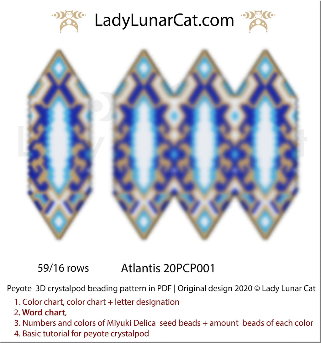 3d peyote pod pattern or crystalpod pattern for beading Atlantis 20PCP001 LadyLunarCat