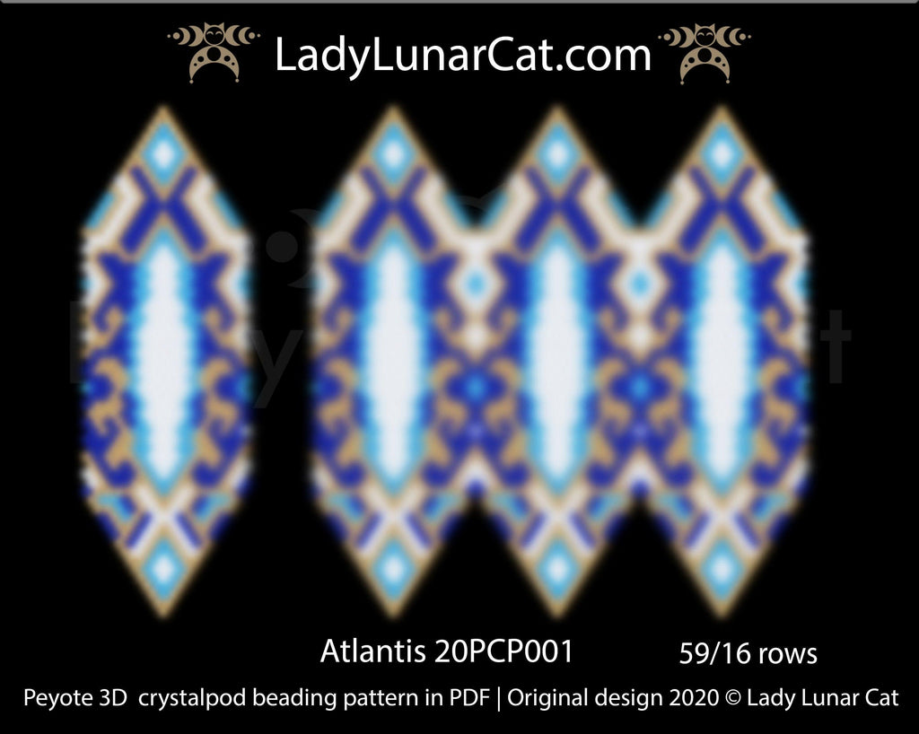 3d peyote pod pattern or crystalpod pattern for beading Atlantis 20PCP001 LadyLunarCat