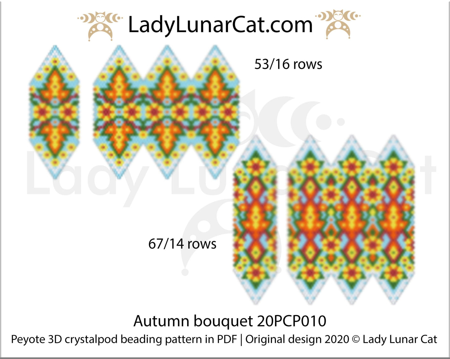 3d peyote pod pattern or crystalpod pattern for beading Autumn bouquet 20PCP0010 LadyLunarCat