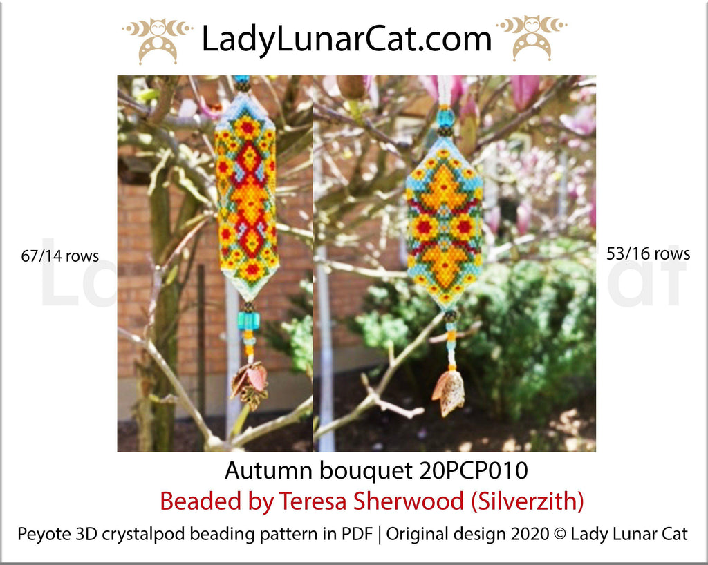 Fall 3d peyote pod pattern for beading Autumn DIY by LadyLunarCat
