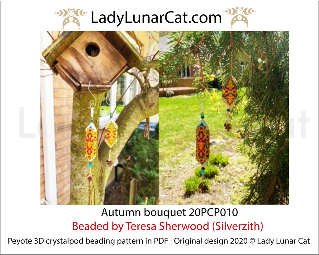 Fall 3d peyote pod pattern for beading Autumn DIY by LadyLunarCat