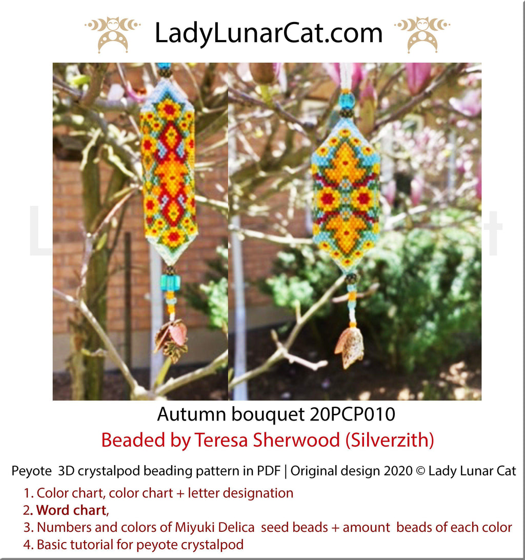 Fall peyote pod pattern for beading Autumn craft project by LadyLunarCat