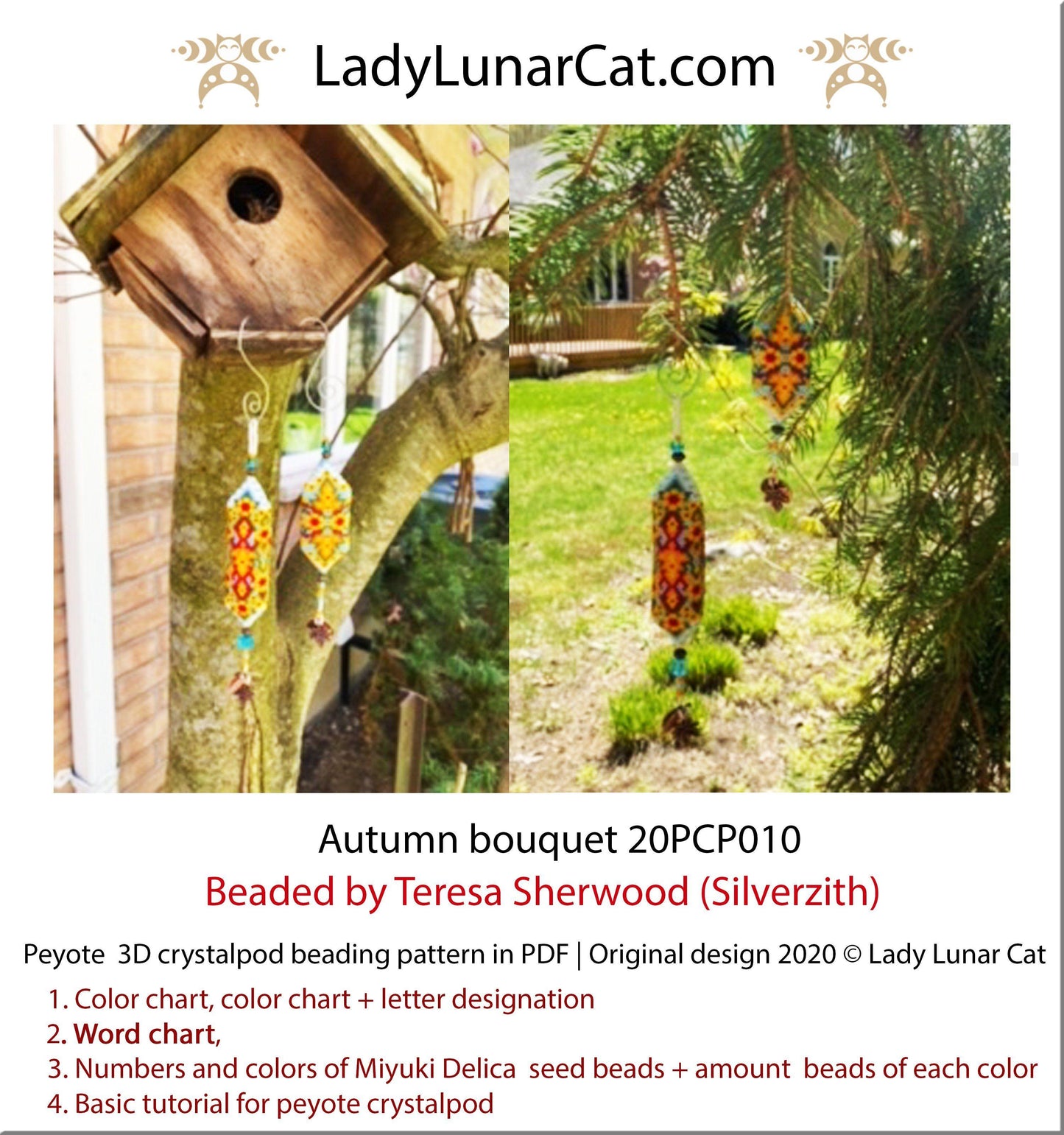 3d peyote pod pattern or crystalpod pattern for beading Autumn bouquet 20PCP0010 LadyLunarCat