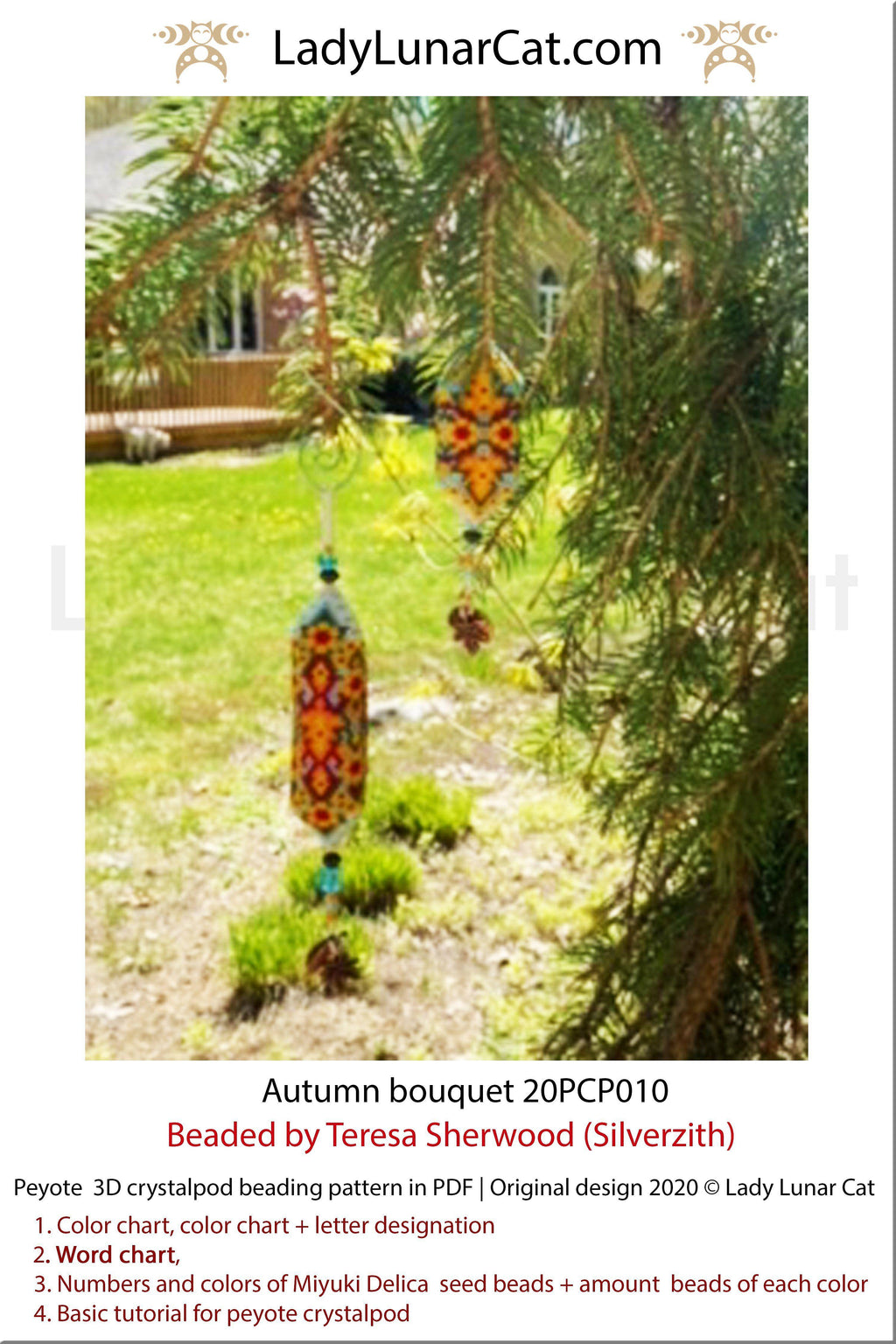 3d peyote pod pattern or crystalpod pattern for beading Autumn bouquet 20PCP0010 LadyLunarCat