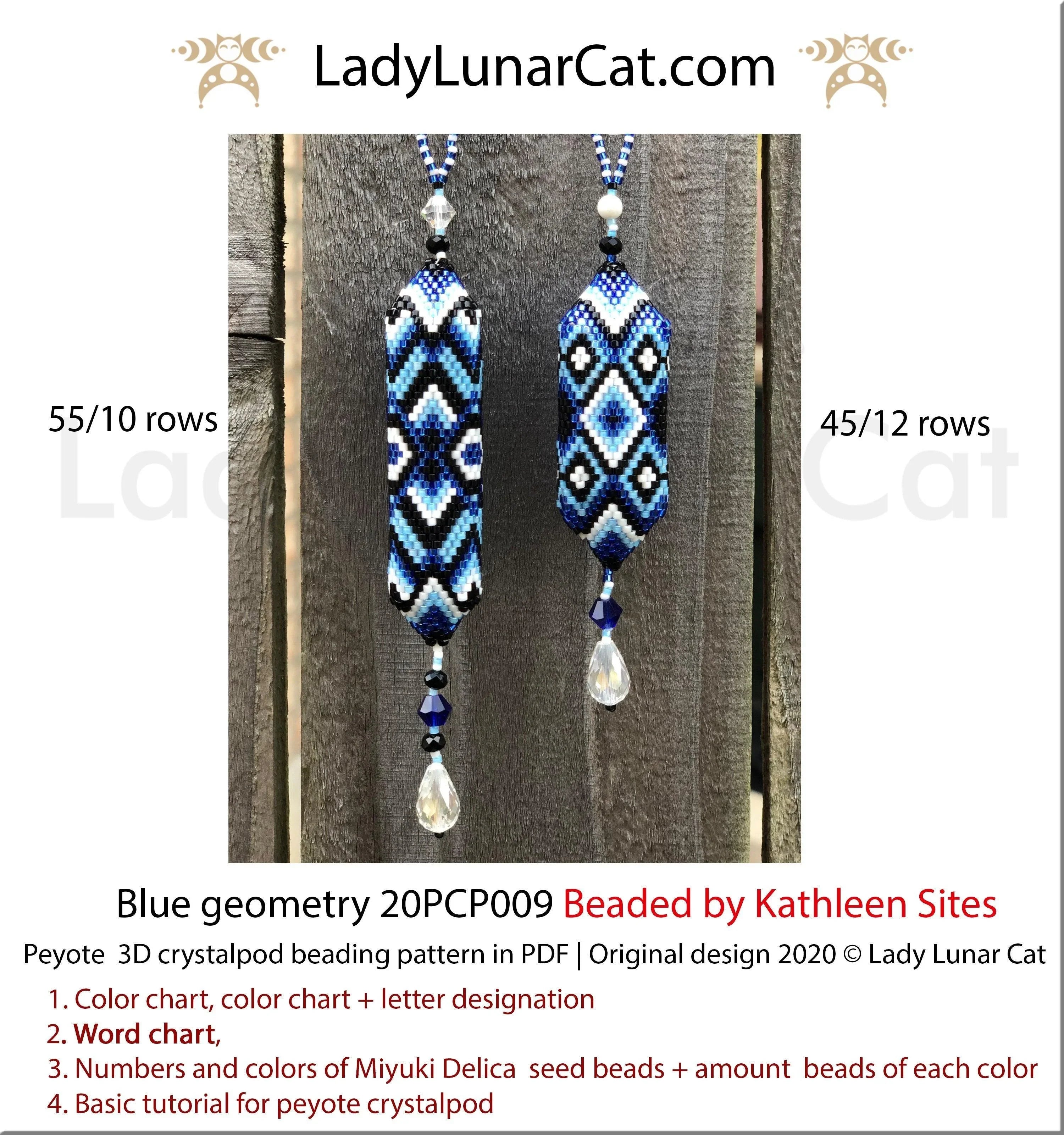 Blue geometry crystalpod pattern PDF by Lady Lunar Cat — 2 sizes geometric 20PCP009