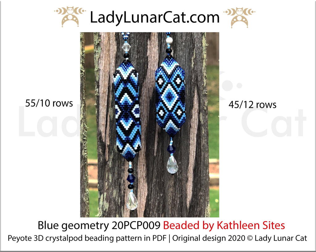 3d peyote pod pattern or crystalpod pattern for beading Blue geometry 20PCP009 LadyLunarCat