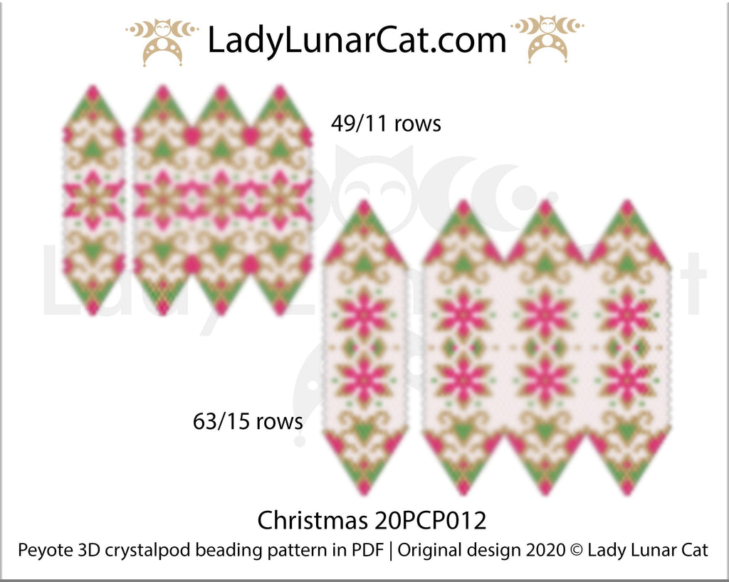 3d peyote pod pattern or crystalpod pattern for beading Christmas 20PCP012 LadyLunarCat
