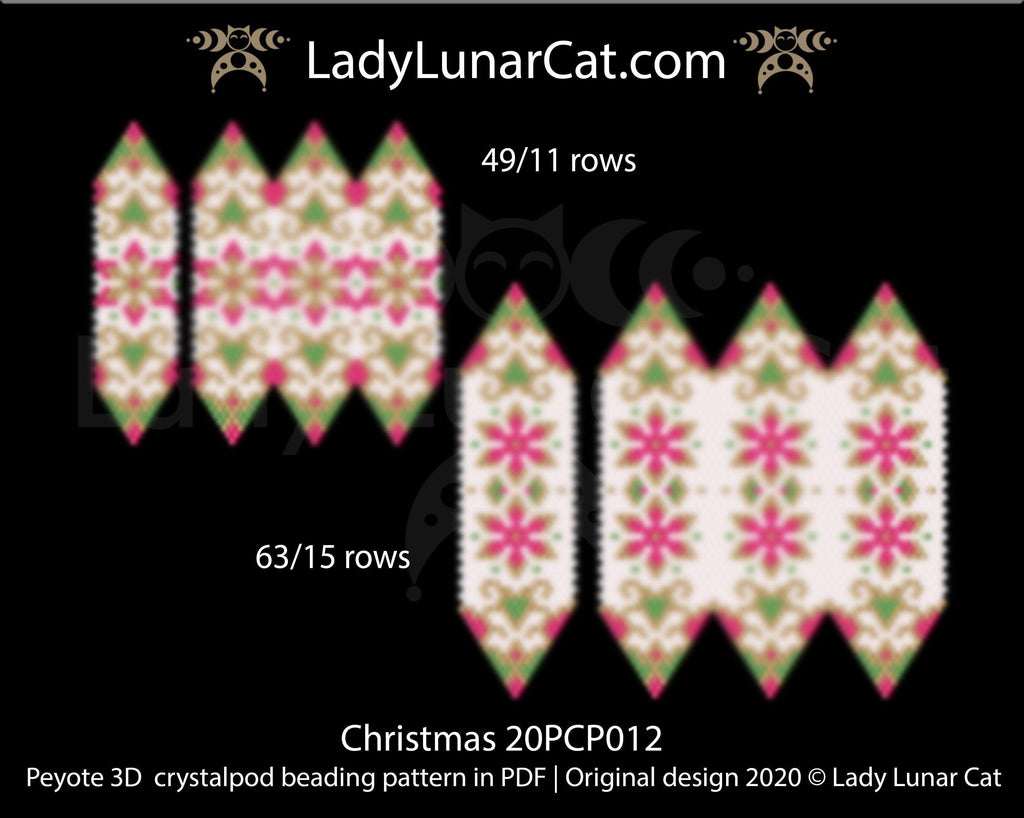 3d peyote pod pattern or crystalpod pattern for beading Christmas 20PCP012 LadyLunarCat