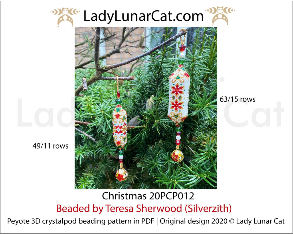 3d peyote pod pattern or crystalpod pattern for beading Christmas 20PCP012 LadyLunarCat