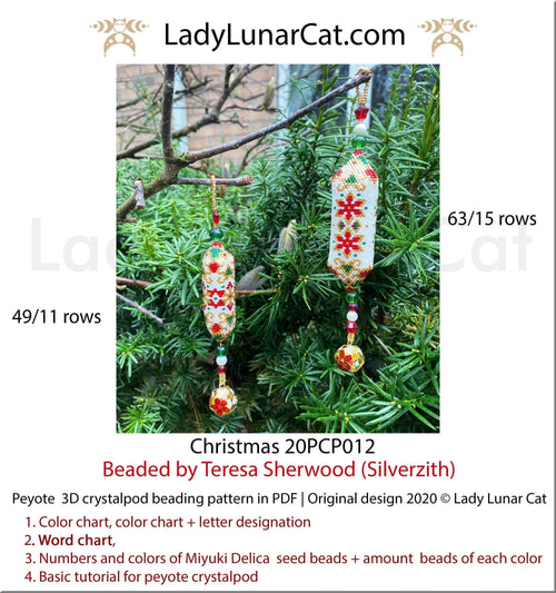 Christmas snowflakes peyote crystalpod - 2 sizes 4 colorways any petals PDF LadyLunarCat
